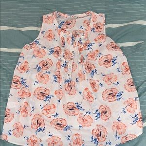 Floral maternity tank with pleated henley neckline